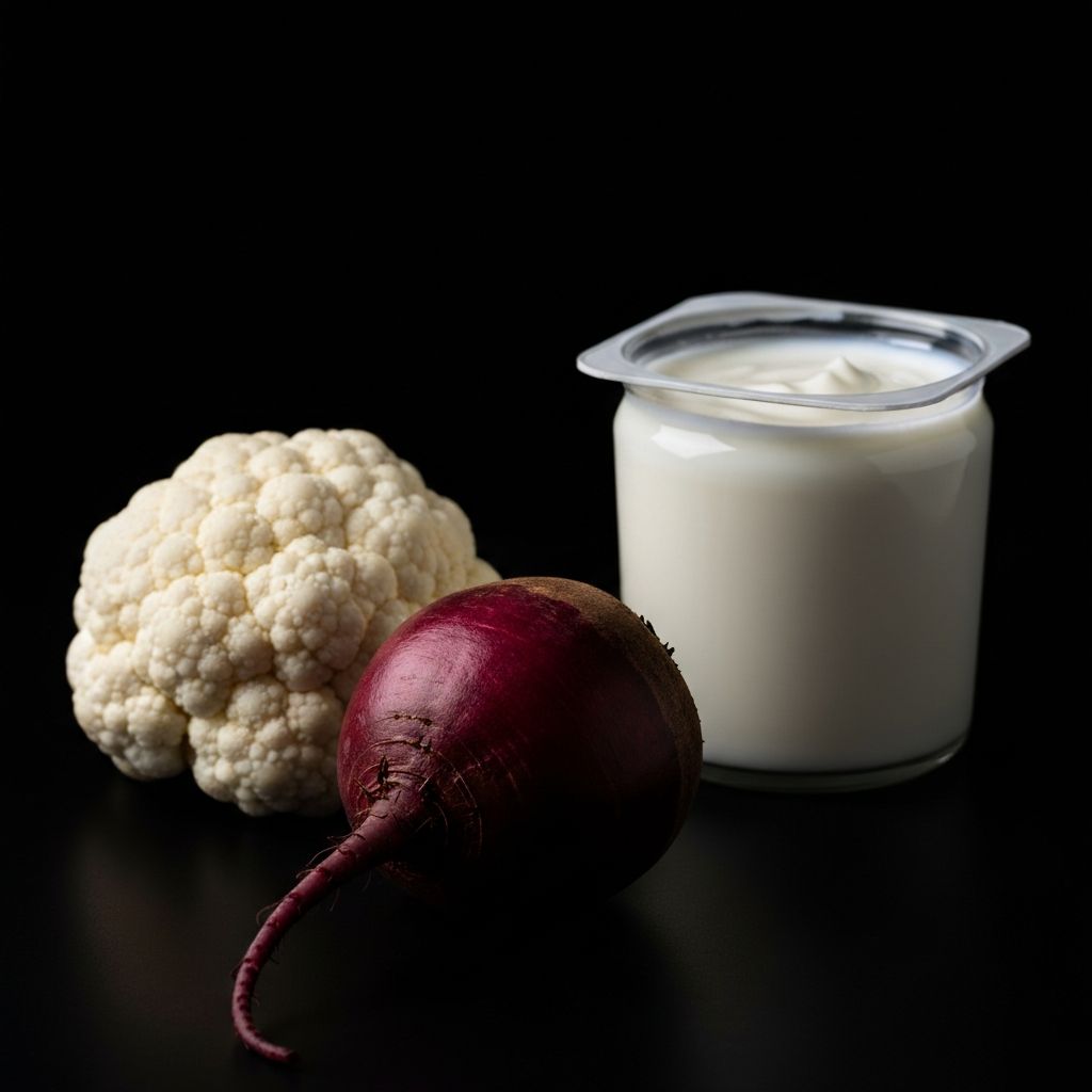 Beet, cauliflower and yogurt containing essential minerals